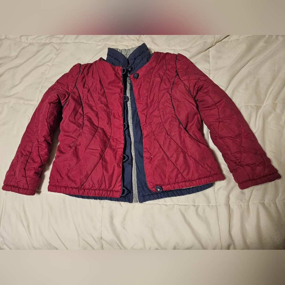 Vintage Andy Johns Girls Dual Side Puffer Jacket Pink, Blue, & Gray